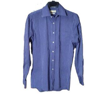 Michael Kors Men Stripe Casual Formal Button Down Polo Blue Medium